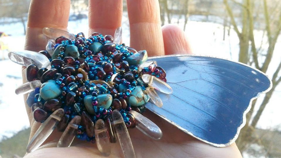 Арт орден Бабочки племени Морфо от Jewelry by Chebrova